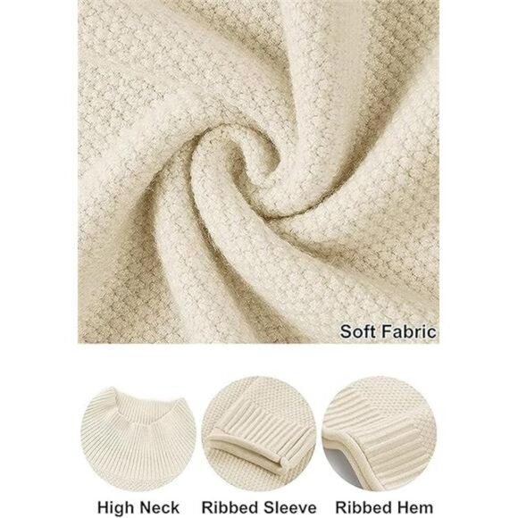 Women Turtleneck Sweater Long Sleeve Chunky Knit Pullover Cozy Fall Winter Top - Picture 5 of 7